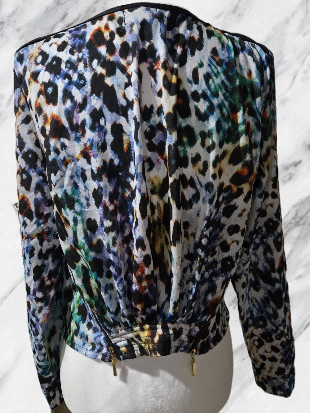 Abstract Leopard Print Draped Cardigan - Picture 2 of 4